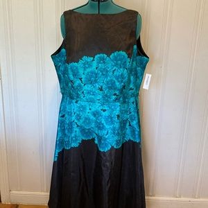 Dressbarn black and Teal floral sleeveless dress size 20W